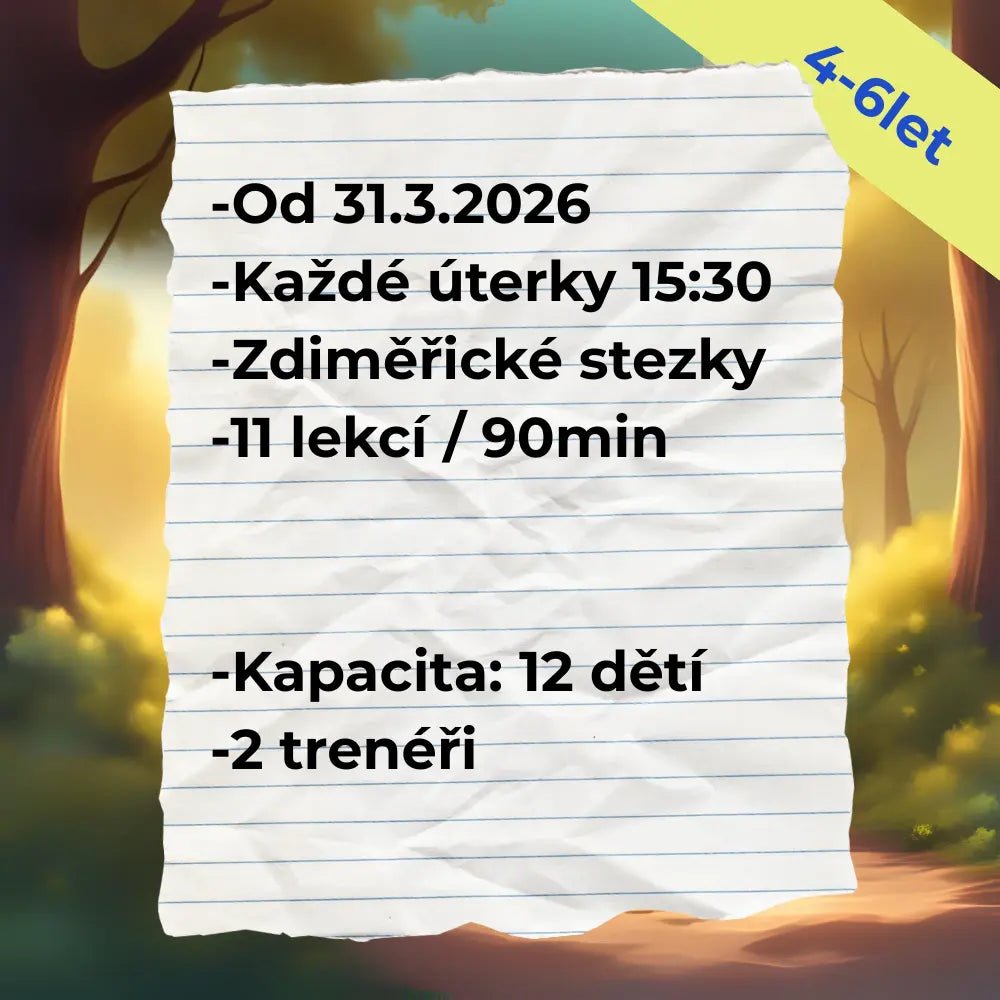 Cyklokroužek zdiměřice pro děti 4-6 let.